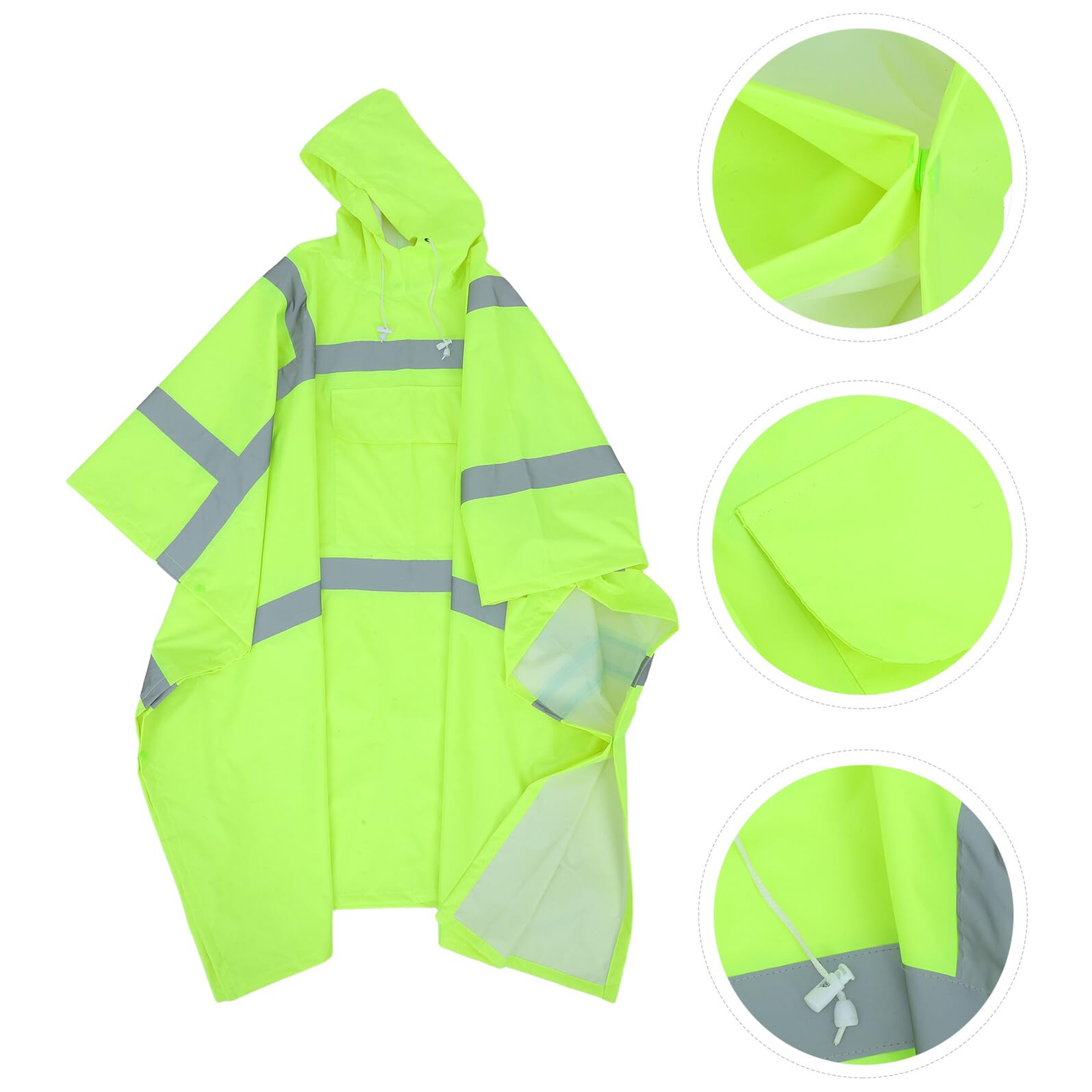 Poncho de Pluie Imperméable Réfléchissant pour Adultes avec Capuche à Cordon, Tissu Polyester Taffetas et Poche Avant Spacieuse, Randonnée Déplacements Quotidiens