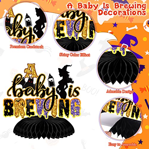 12 Pieces Halloween Baby Shower Decorations Halloween A Baby Is Brewing Honeycomb Centerpieces A Baby Is Brewing Table Centerpieces For Halloween Gender Reveal Party Favor Supplies (Purple, Black) #TOP24