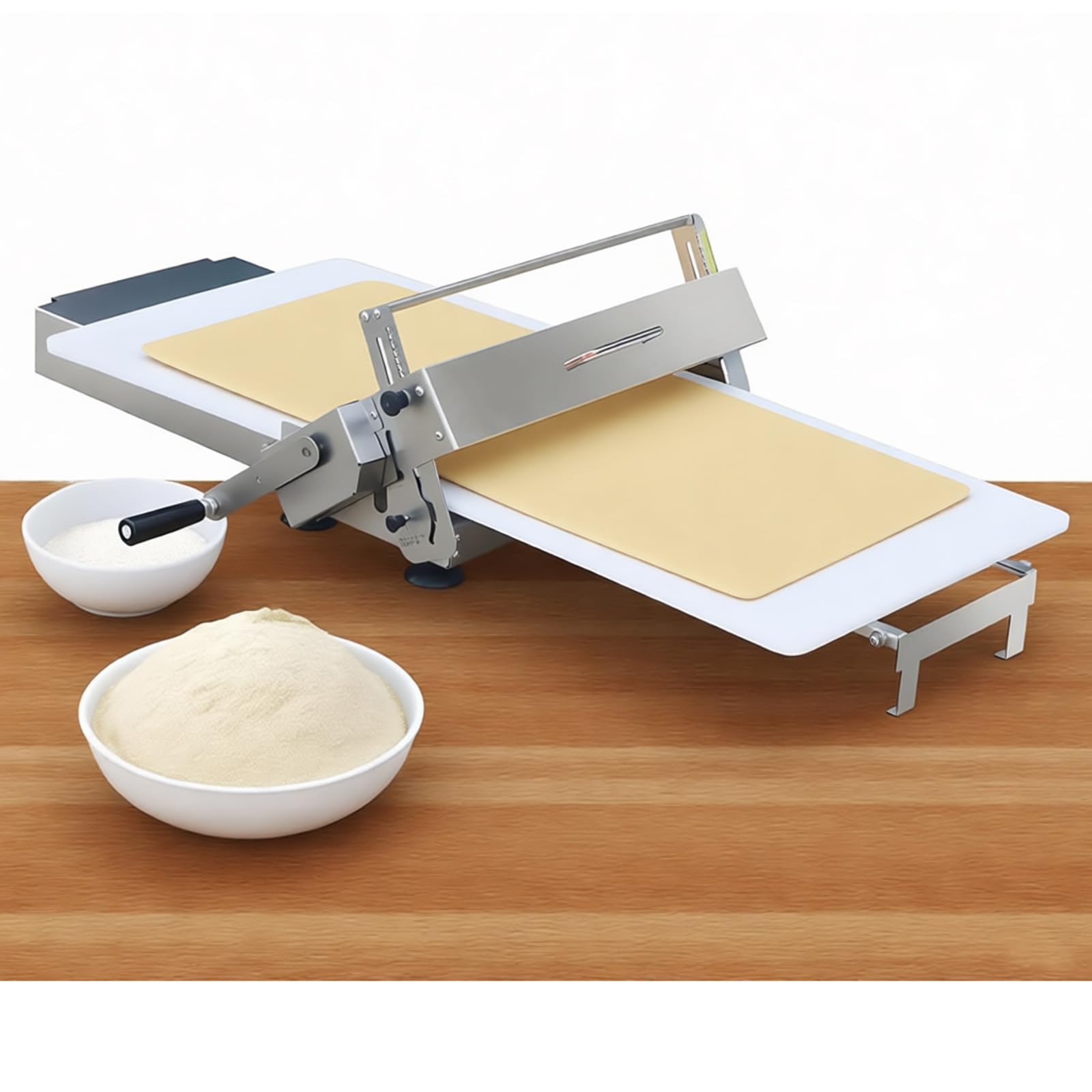 Sfogliatrice manuale per impasti con spessore regolabile, in acciaio inox, per pasticceria domestica e uso commerciale
