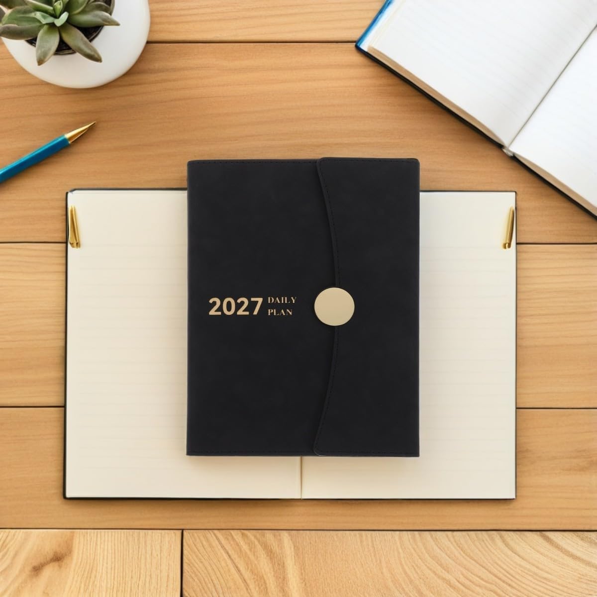Gatuida Agenda Settimanale A5 2027 Nero in Similpelle e Carta, Pianificatore Giornaliero Completo, per Studio Accademico e Note, per Professionisti e Studenti