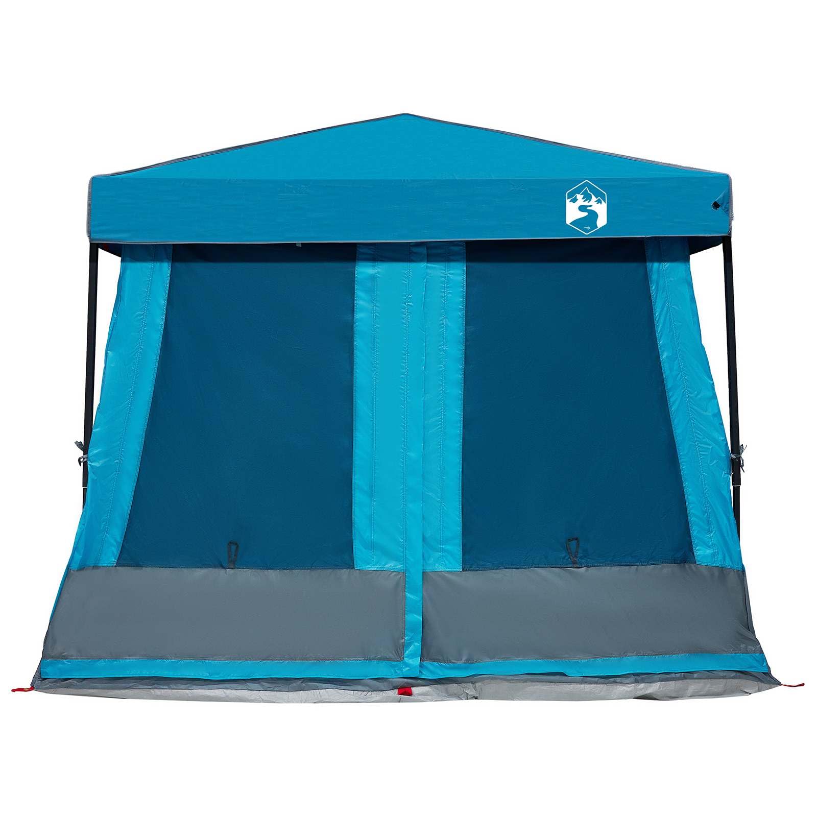 Campingzelt-Set 2-teilig mit Vordach, Blau, Taffeta und Stoff, Großes Outdoor-Zelt für Garten und Terrasse, Maße 463 x 280 x 251 cm, Stabiles Freizeitzelt