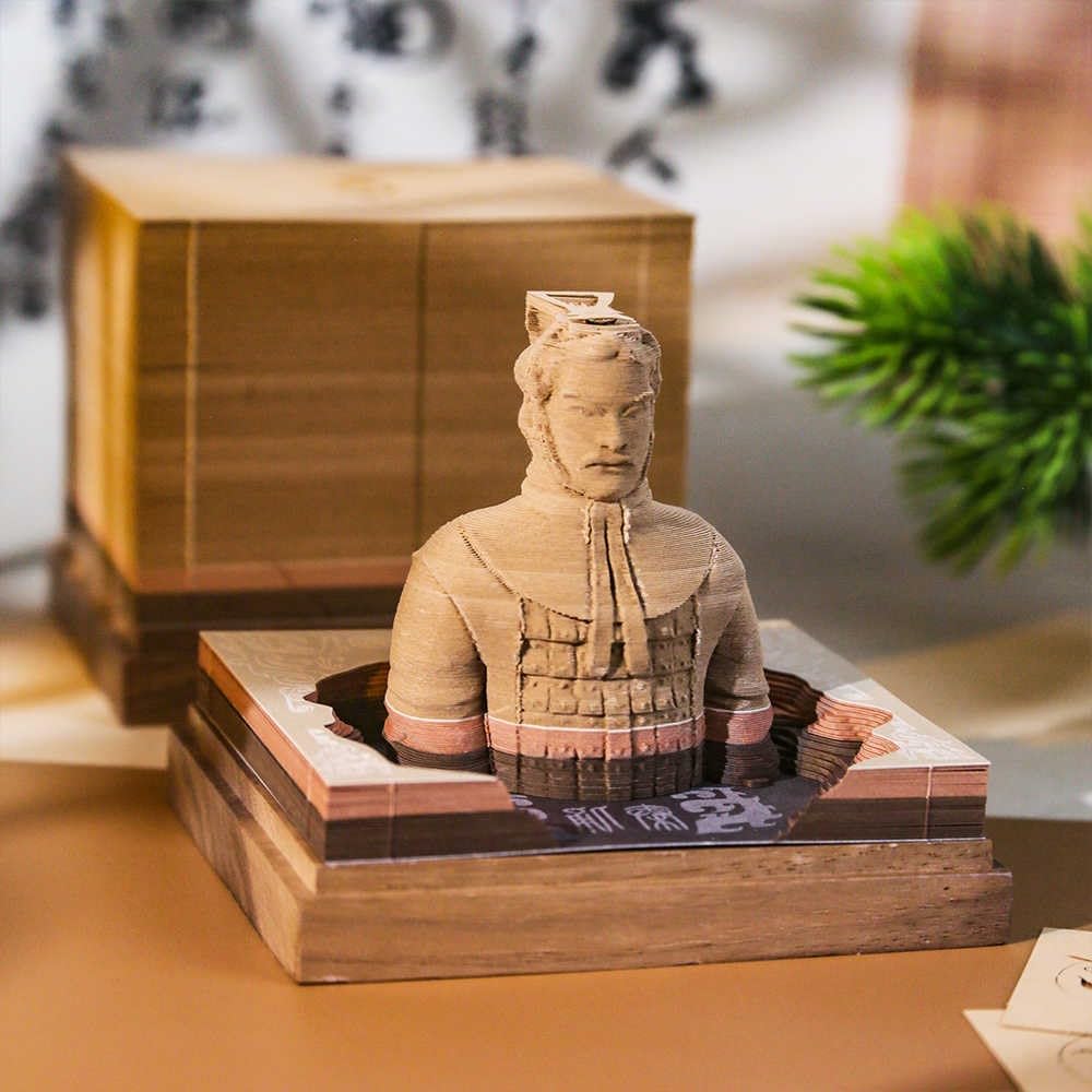 2025 3D Memo Pad Kalendarz Terracotta Warriors and Horses 3D Art Notepad Non-Stick Sticky Note Pad Papier Dekoracja biurka