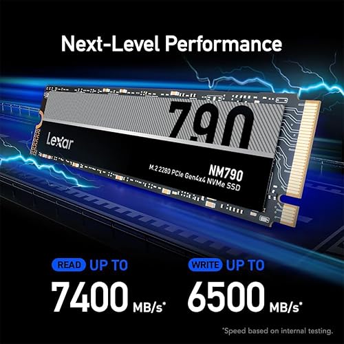 Miniatura 38 de Lexar Unidad interna de estado sólido SSD NM790 PCIe Gen4 NVMe M.2 2280 de 1 TB, hasta 7400/6500 MB/s de lectura/escritura, compatible con PS5