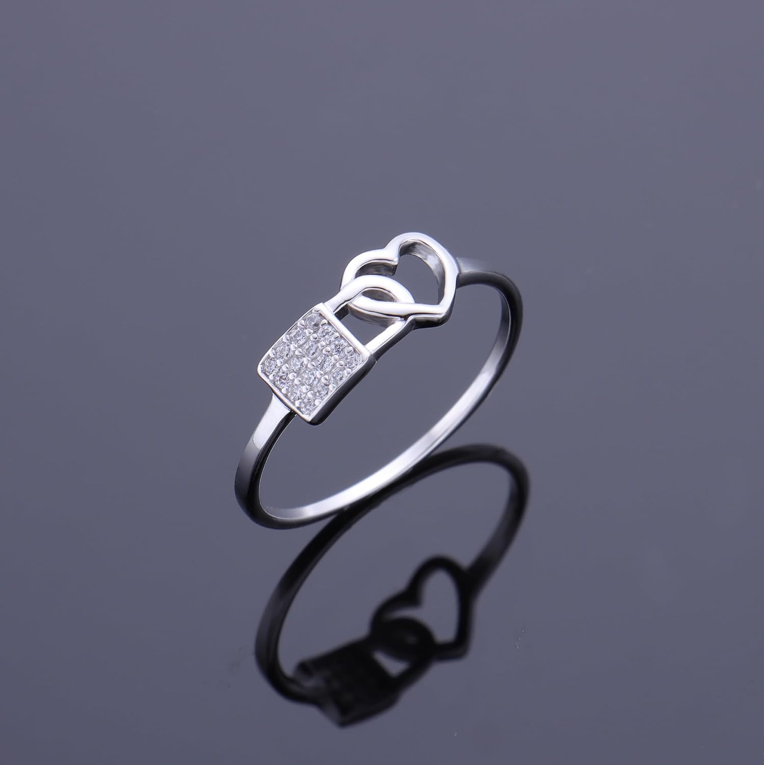 Platium Plated 925 Sterling Silver Lock Heart Rings for Women Girls Promise Engagement Ring,Valentine's Day Gift for Women Wife Girlfriend.