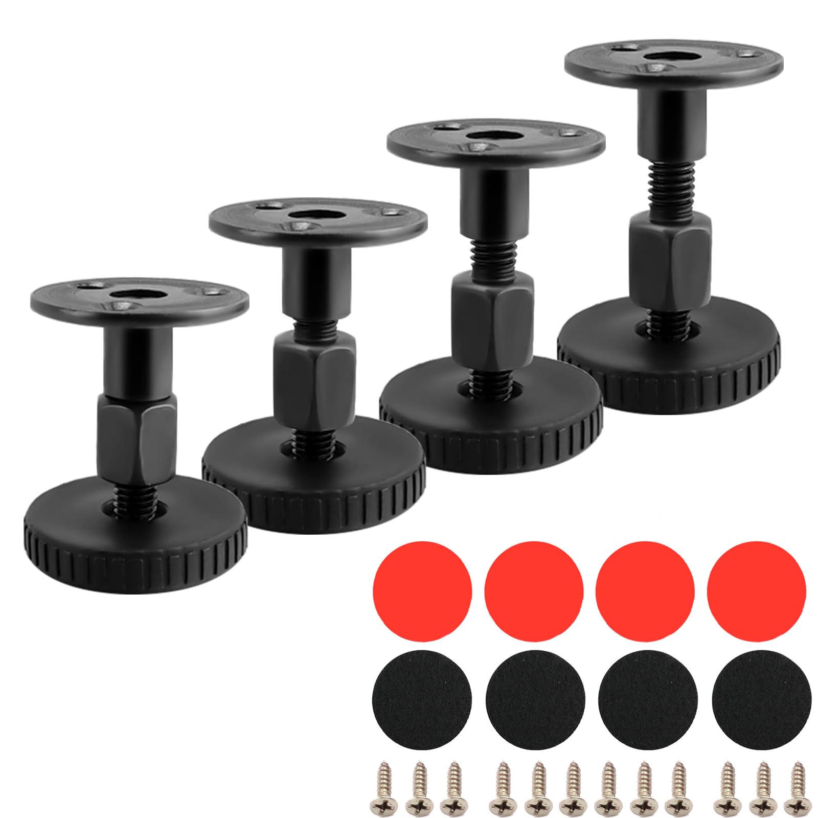 Anhoer 4Pcs Adjustable Furniture Legs 27-64mm Heavy Duty Levelling Feet with T Nut Bolts and Thickened Base Threaded Black Table Leg Extenders for Tables Cabinets Sideboards