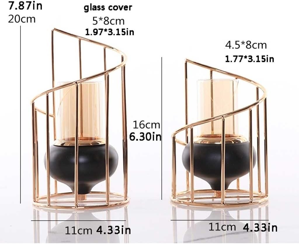 Vintage Candelabra Golden Metal Candlestick European Geometric Candlestick Romantic Candle Cup Living Room Home Decoration Wedding Ornaments Decoration Candle Stand(Large)