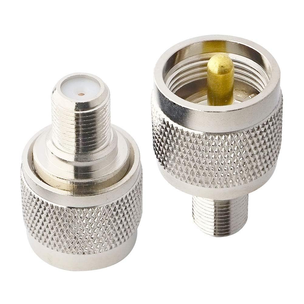 Boobrie Adaptador Coaxial UHF Hembra SO239 A N Macho – Latón Niquelado, 50 Ohm, Pack De 2 Para Antenas