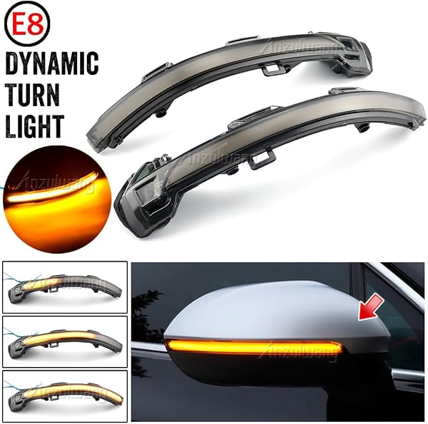 Car Passion Indicatore di direzione Freccia Specchietto laterale LED Compatibile con Luce Dinamico Progressivo Fumè Nero Side Marker Dynamic (Per Golf 8) - 2