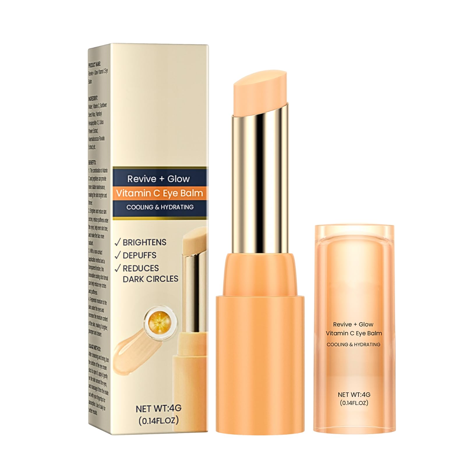 Vitamin C Eye Cream Stick, Glow Eye Stick, Eye Cream for Dark Circles and Puffy Eyes, Vitamin C Eye Balm Stick, Under Eye Cream for Women/Men, Eye Cream Anti Aging, Eye Skincare for Women Men, 2PCS