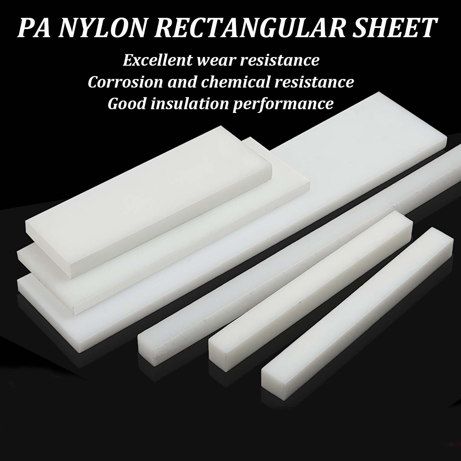 Lámina rectangular de plástico de nailon Hoja Rectangular Nylon Blanco 1m x 65mm 12-50mm