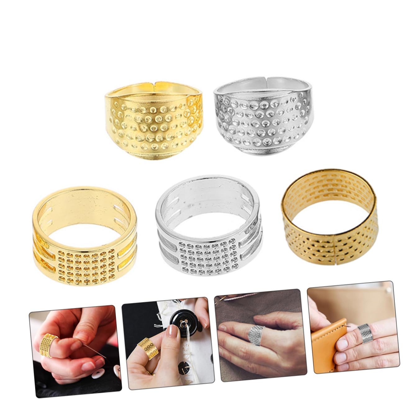 Lurrose 4 Set di Ditale da Cucito con Apertura in Rame Robusto Ditale da Cucito Portatile per Trapuntatura Protegge Le Dita Dallago Facile da Usare 20 Pezzi * 4