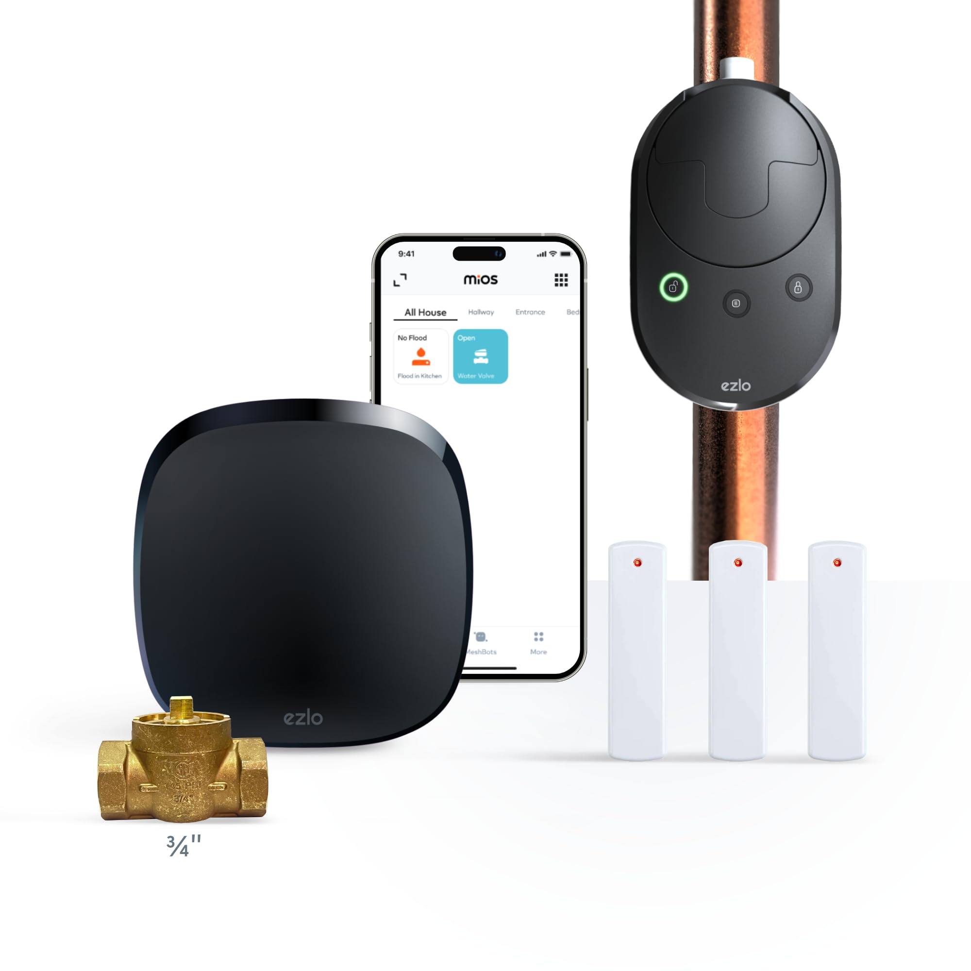 Ezlo Ezlo Smart Water Shut-Off Valve Control Kit with Separate