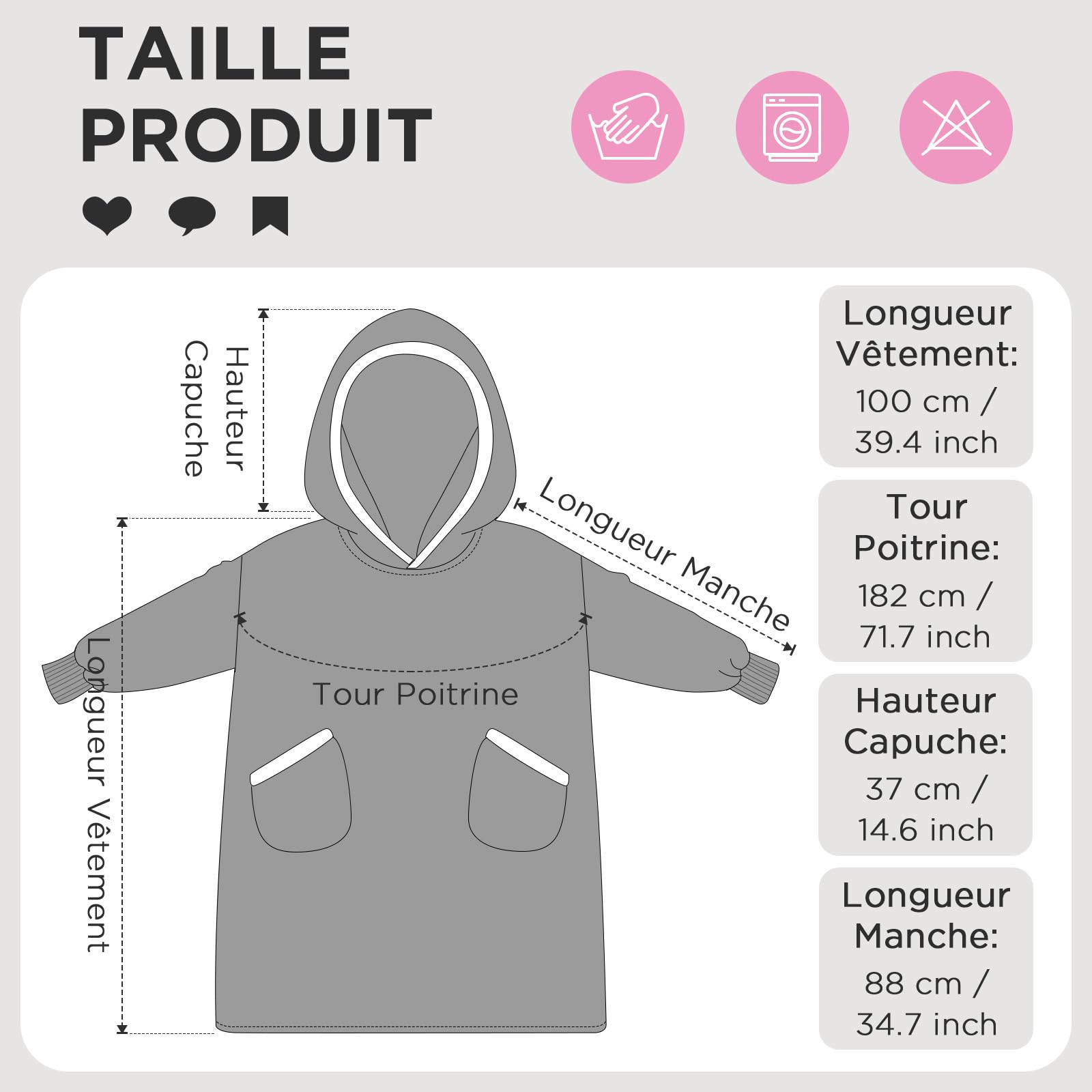 OLAOLA Unisexe Sweat à Capuche Couverture Surdimensionnée pour Adultes, Pull Plaid à Capuche en Polaire Sherpa avec Manches et Poches, Sweat Plaid Doux et Chaud pour Femme Homme