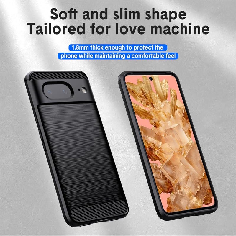 Image of NPRC Hybrid Ultra Slim Protective Case TPU Non-Slip Carbon Fiber Texture Shockproof Case Cover for Google Pixel 8 - Black