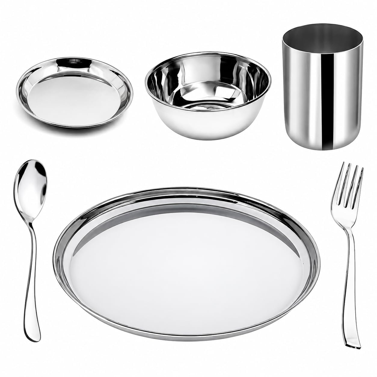 PAPPA 6-Piece Stainless Steel Kids Dinner Set – Complete Plate, Bowl, Tumbler, Spoon & Fork Combo-image-13