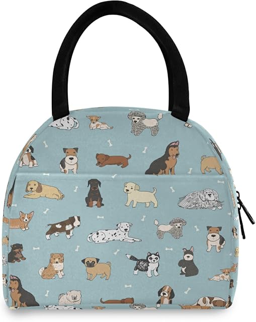 TropicalLife Dogs Bones Pattern Lunch Bag for Women Insulated Cooler Tote Bag Portable Lunch Box Bag for Children Girls Men Adult Work School Picnic