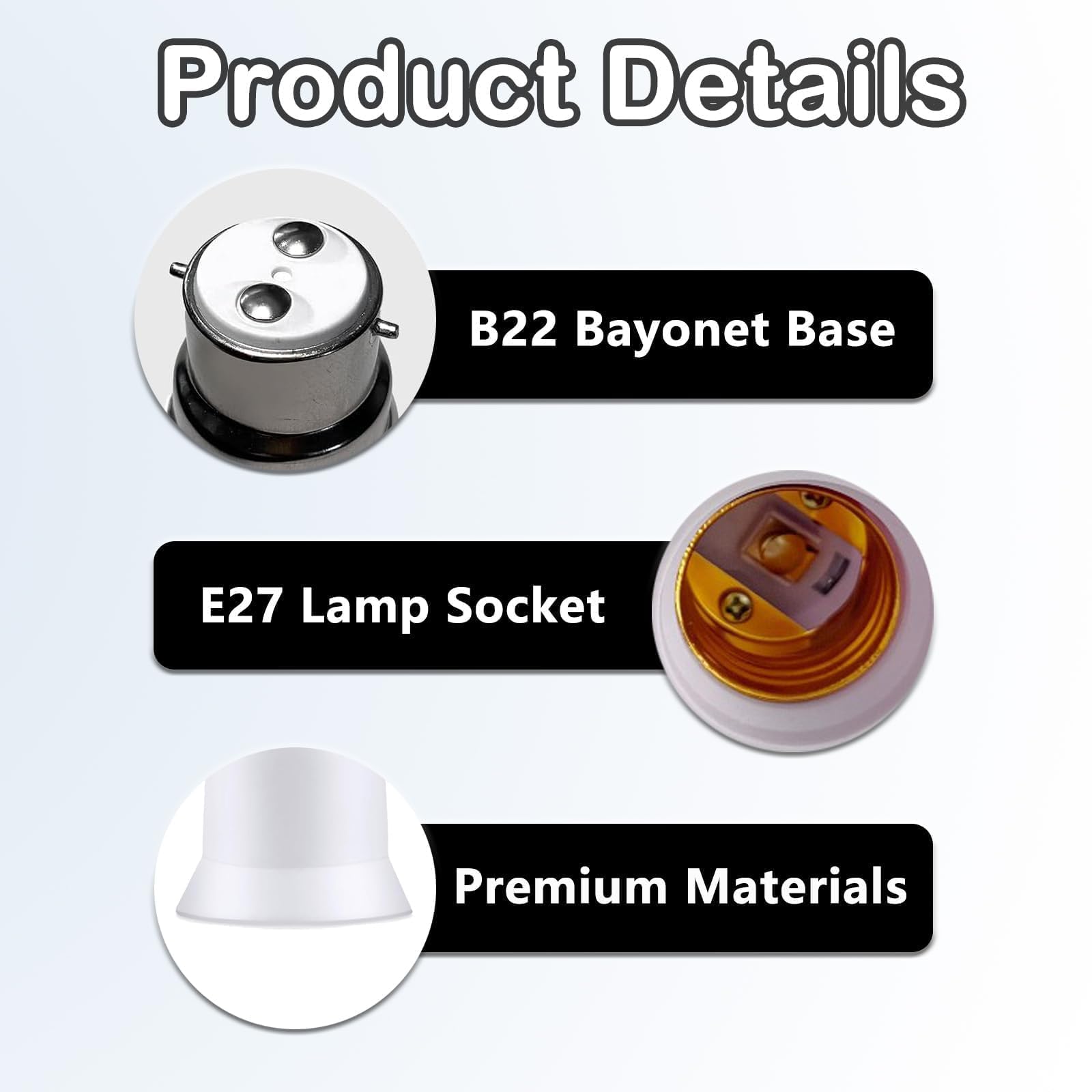 Pddenality 5 Pcs B22 to E27 Adapter, Bayonet to Screw Bulb Adaptor, Suitable for LED Incandescent and CFL Bulbs - Image 3