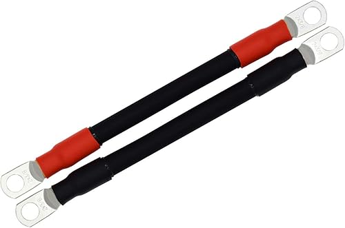 2 cables para inversor para batería de calibre 2AWG, terminales de cobre estañado, buenos para energía solar, coche, RV, motocicleta, auto y