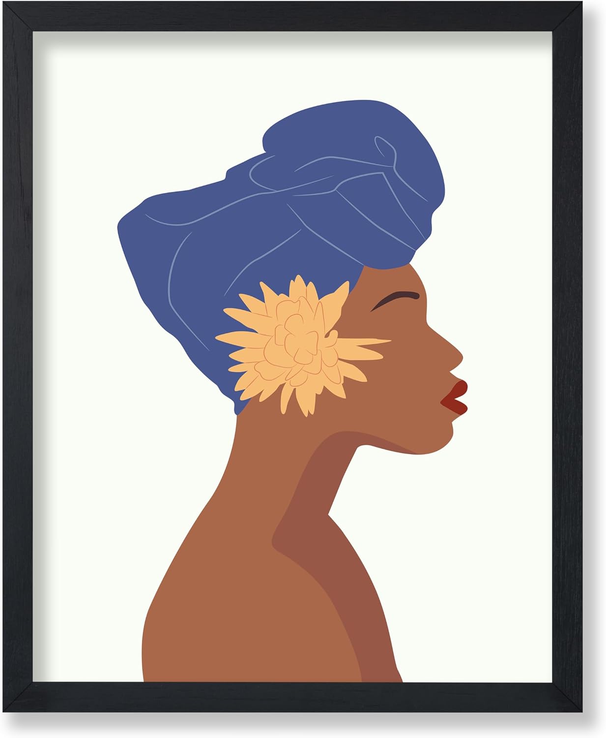 Poster Master Faceless Woman Poster - Retro Flower Behind Ear Print - Floral Art - Girly & African American Artwork - Chic Boho Design - Aesthetic Girl's Bedroom or Office Decor - 8x10 UNFRAMED