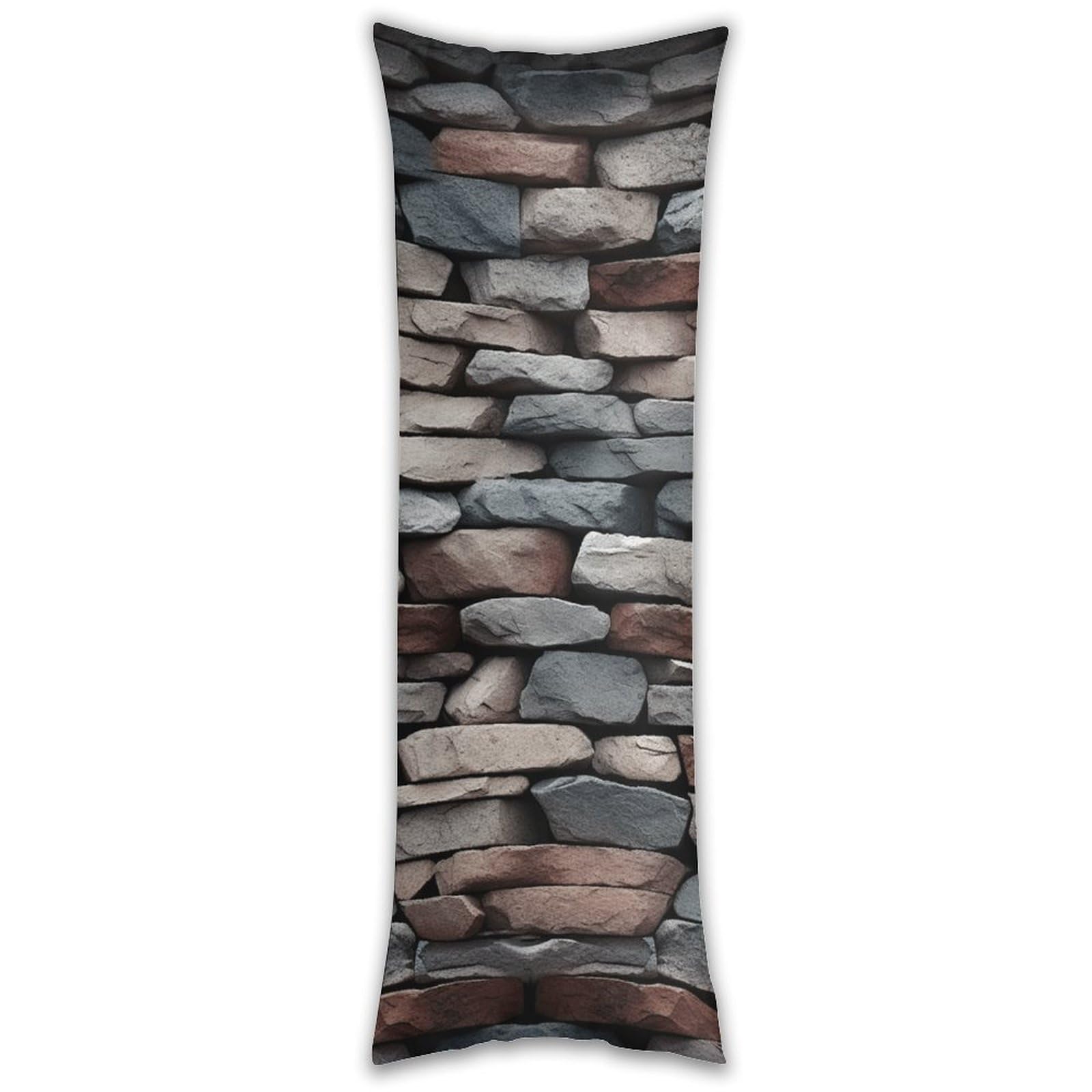 Stone Pillowcase Long Pillow Case Cozy Pillow Cover Pillow Protector Soft Long Cushion Case Long Body Lumbar Decorative Throw Pillow Cover for Bed Sofa Couch 18.9 X 53 Inches