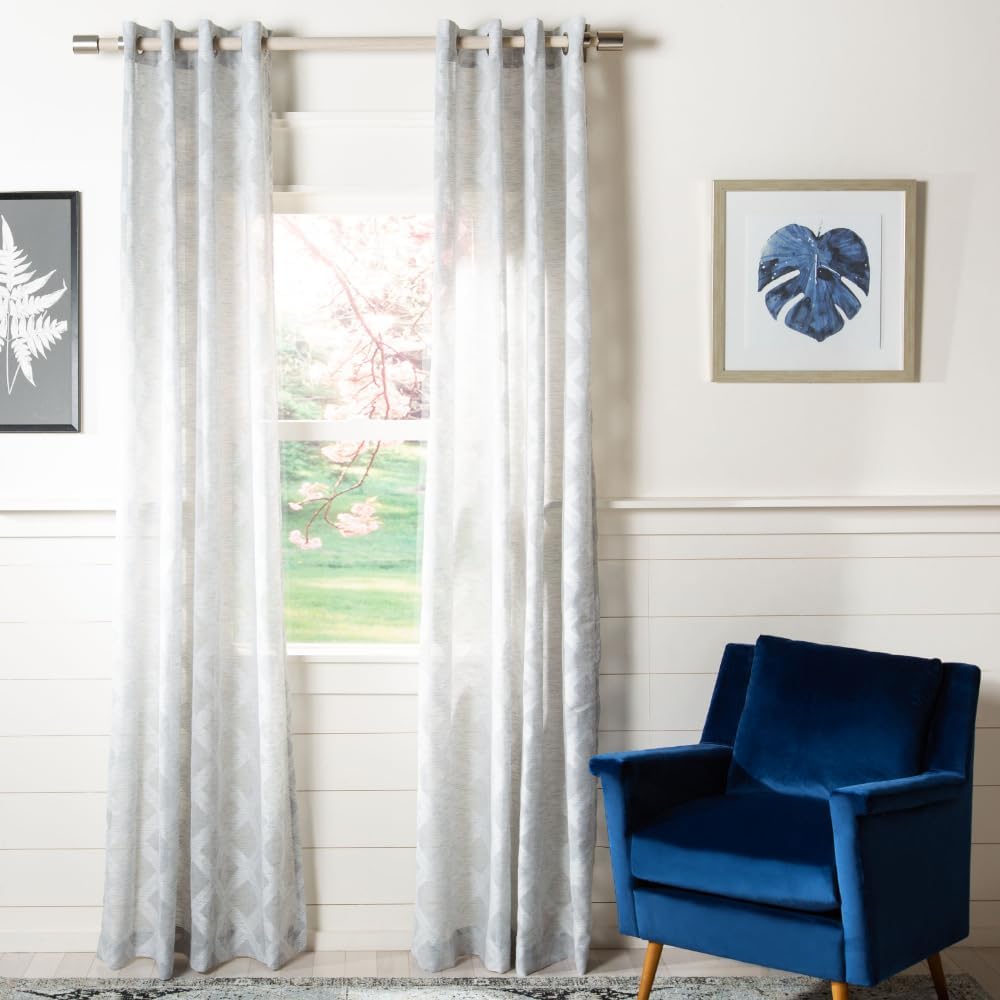 SAFAVIEH Home Curtain Kenji Charcoal Sheer 52" x 84" Grommet Window Drape Panel
