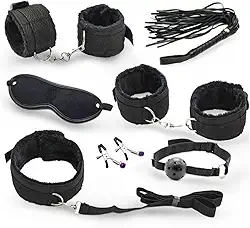 Kit Algema Sexual Brinquedos Sexuais 7 Peças Sexuais Brinquedos Sexuais Adultos Para Casal (Preto)