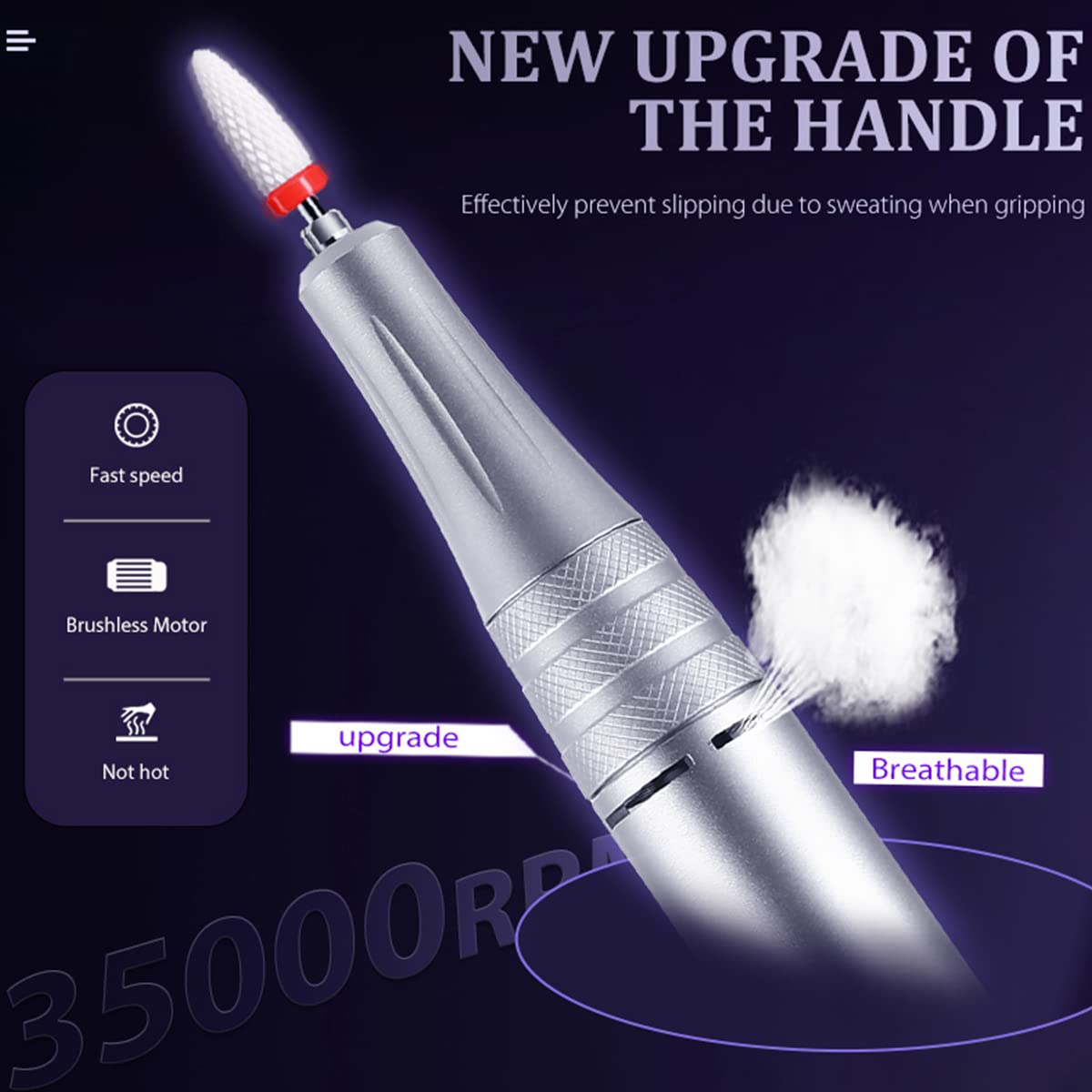 Taladro de uñas eléctrico portátil 3 en 1, compacto de 35000 rpm, kit de lima de uñas profesional eléctrico, secador de uñas, lámpara UV, manicura para acrílico, uñas de gel, manicura y pedicura,