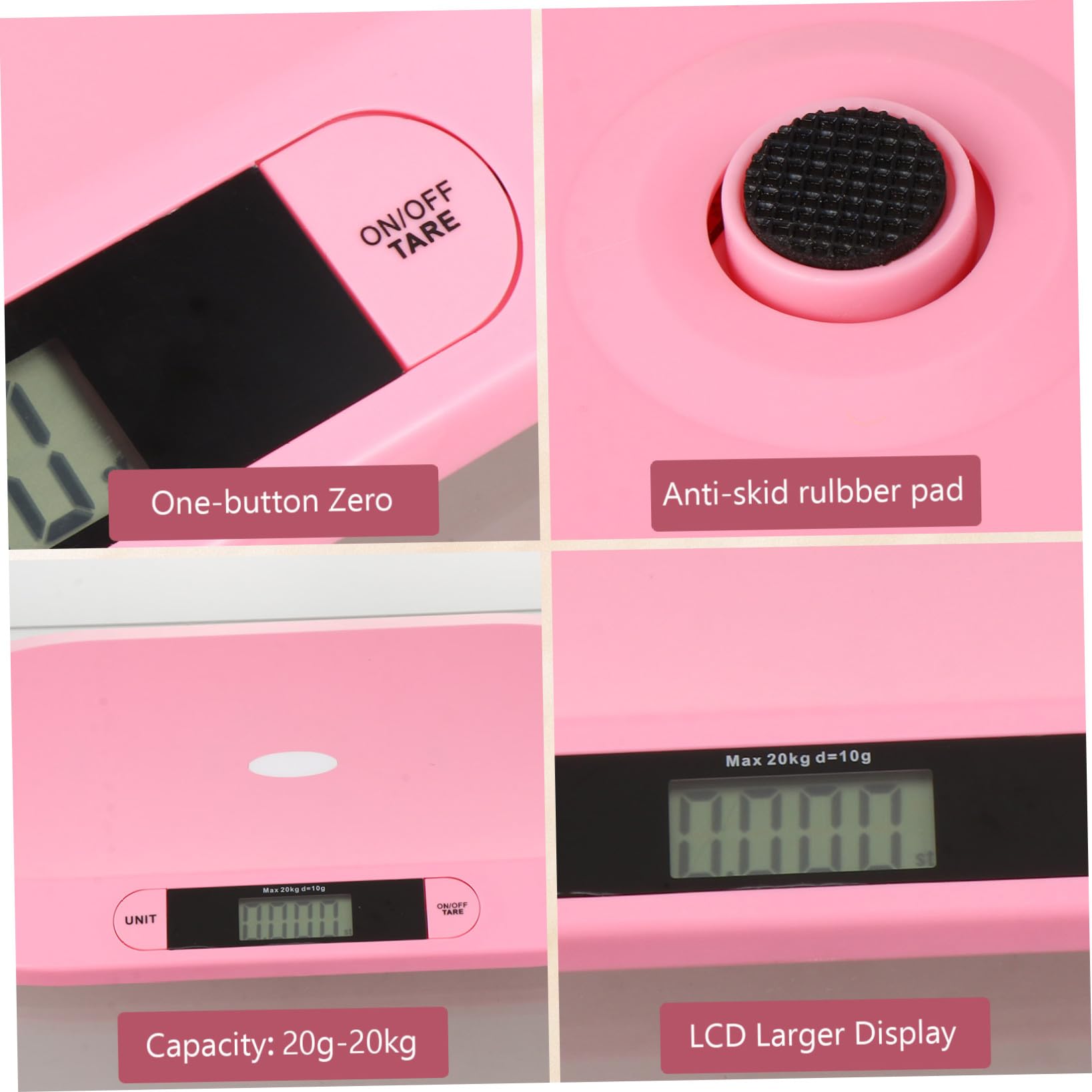 Bilancia Elettronica per Ragazzo Ragazza e Animali, Piatta 20kg Rosa