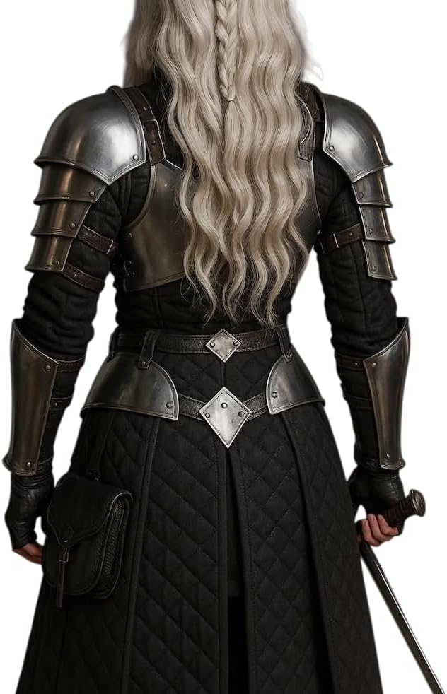 Medieval Knight Brave Lady Armor Pauldron Set Gorget Arm Bracers With Tasset-Female Armor Breastplate-Perfect For Renaissance, LARP, Cosplay, Fantasy & Ren-fair Halloween Party Costume Gift For Women