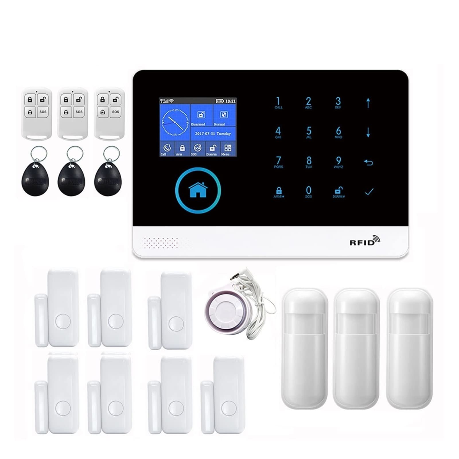 CUDTAPI Home Security Alarm System GSM Intercom Remote Control Autodial 433MHz Detectors Tuya APP(F)