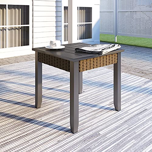 Lokatse Home Metal Outdoor Side End Table For Patio Dining Square 22.5",Dark Grey #TOP4