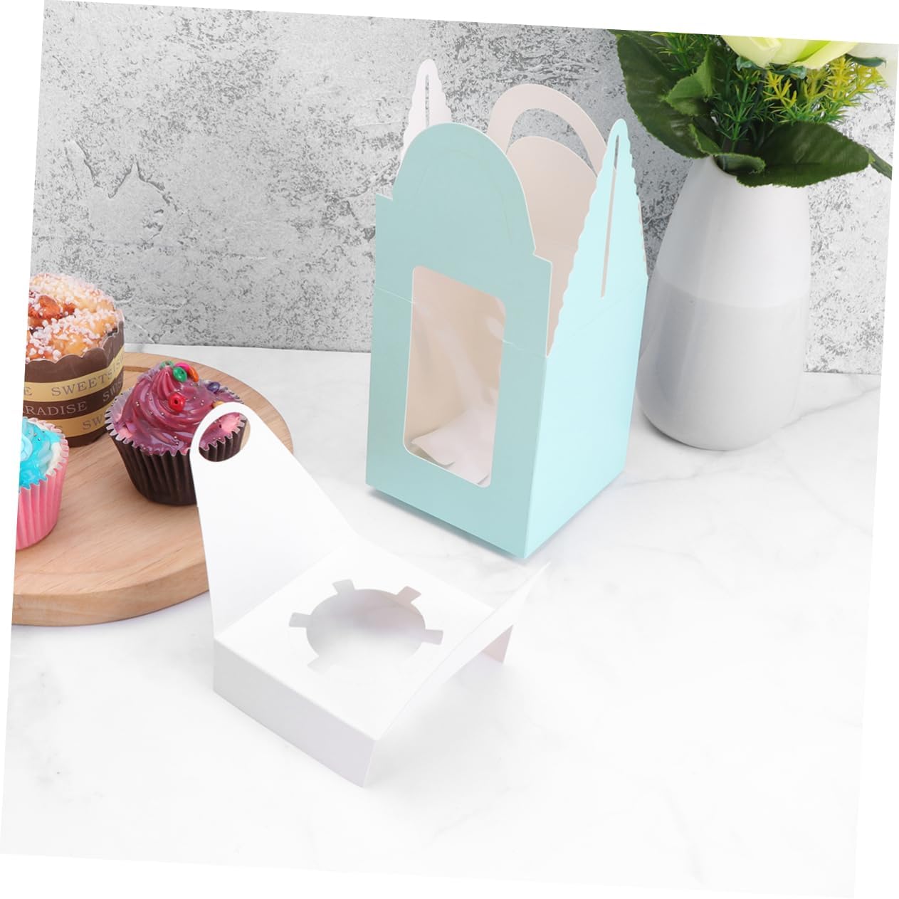 50pcs Food Grade Paper Muffin Box Paper Cups Jumbo Muffin Containers Lid Cupcake Storage Container for Shower Wedding