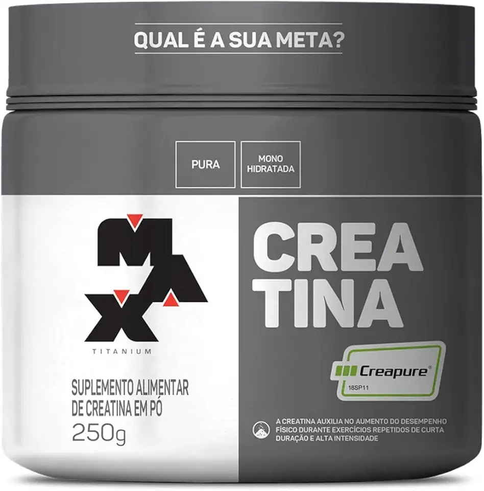 Creatina Monohidratada Creapure Em Pó 83 Doses Pote 250g Max Titanium