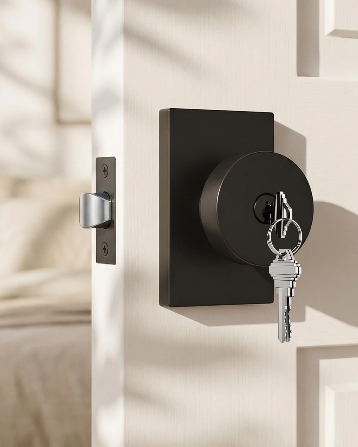 Photo 1 of Goldenwarm Keyed Entry Door Knobs, Matte Black, 2 Pack