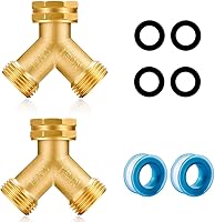 Vista 8 de Divisor de manguera de jardín, conector de 2 vías de latón resistente, grifo de jardín, divisor para grifo al aire libre, divisor de manguera