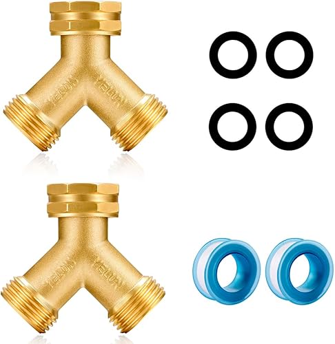 Miniatura 8 de YELUN Divisor de manguera de jardín, conector de 2 vías de latón resistente, grifo de jardín, divisor para grifo al aire libre, divisor de manguera