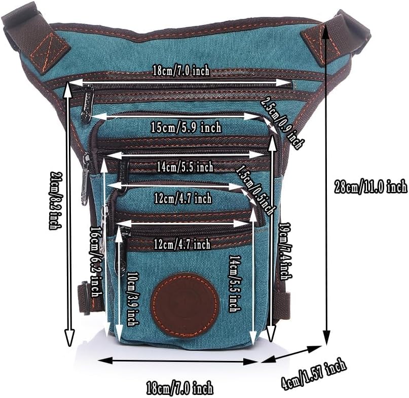 Leg Bag Thigh Bag Motorcycle Riding Drop Leg Bag Fanny Pack Canvas Fanny Pack One Shoulder Waist Side Leg Bag Light Blue