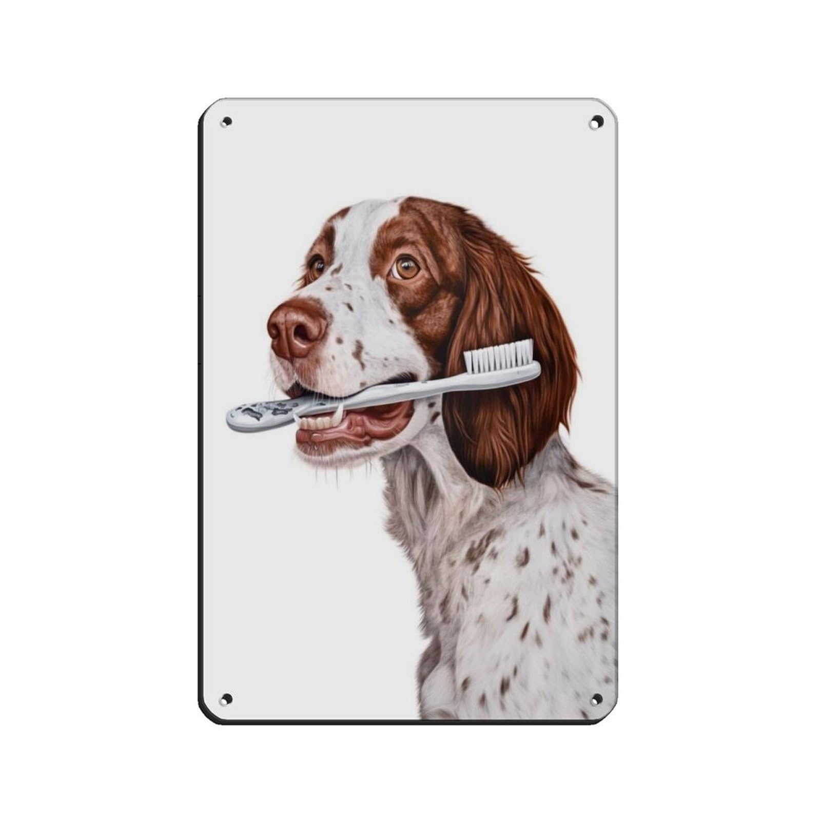 Brittany Spaniel Dog Bathroom Art Tin Sign Vintage Metal Pub Club Cafe Bar Home Wall Art Decoration Poster Retro 8x12inch(20x30cm)