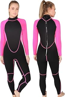 REALON Wetsuit Women Neoprene, Wet Suits 3mm Full Body Long Sleeves Swimsuit for Scuba Diving Swimming Surfing Adult in Co...