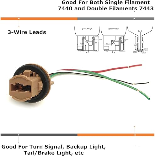 Miniatura 3 de iJDMTOY 7440 7443 arnés de cableado de tomas de corriente para focos LED, luz de giro, luz de freno