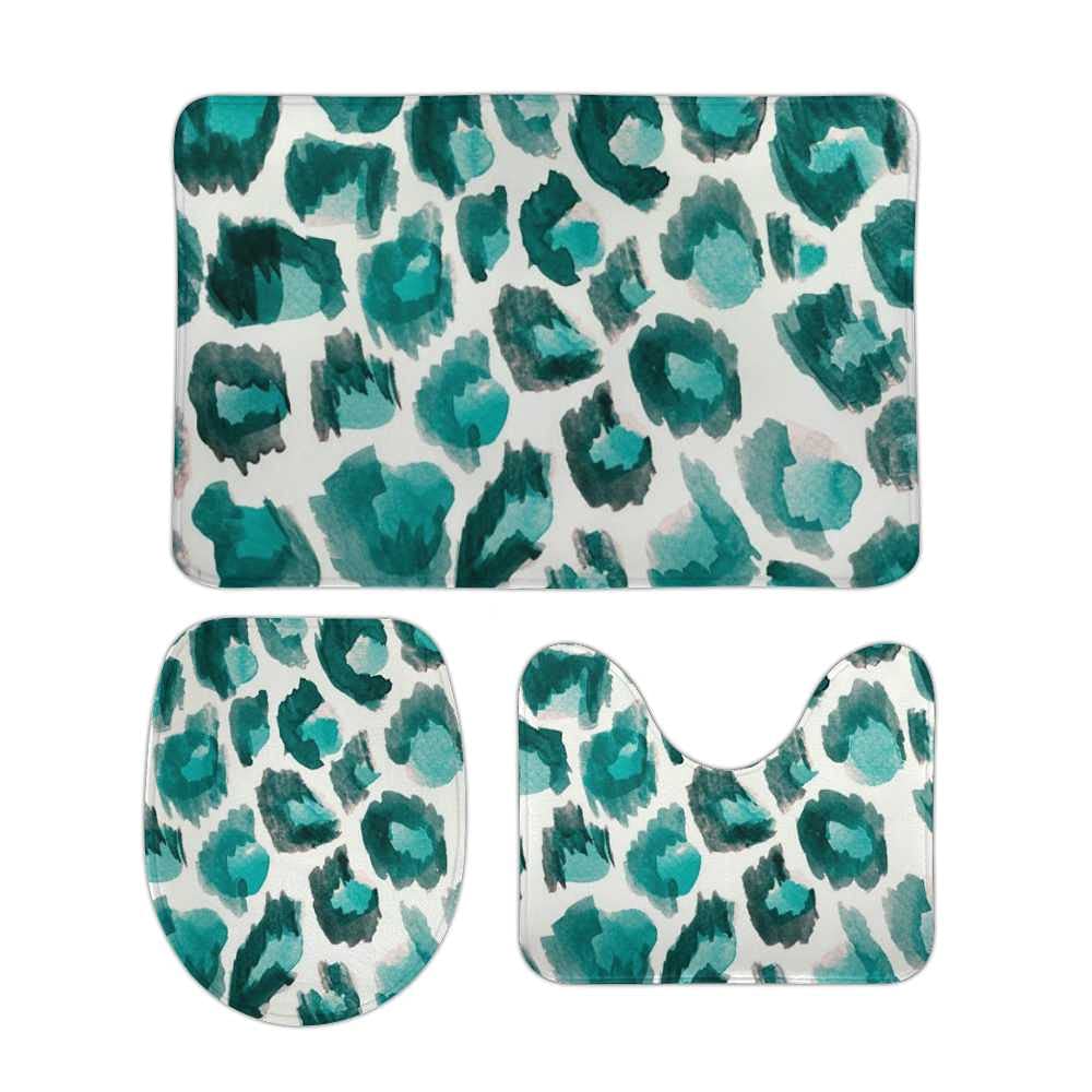 Tapis de bain antidérapants en mousse polaire motif léopard
