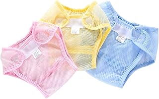 BESPORTBLE 3 piezas Pañales de Transpirables para Lavables Cubrepañales de Malla Pantalones de Entrenamiento Talla S para Meses Colores Rosa Amarillo y Azul