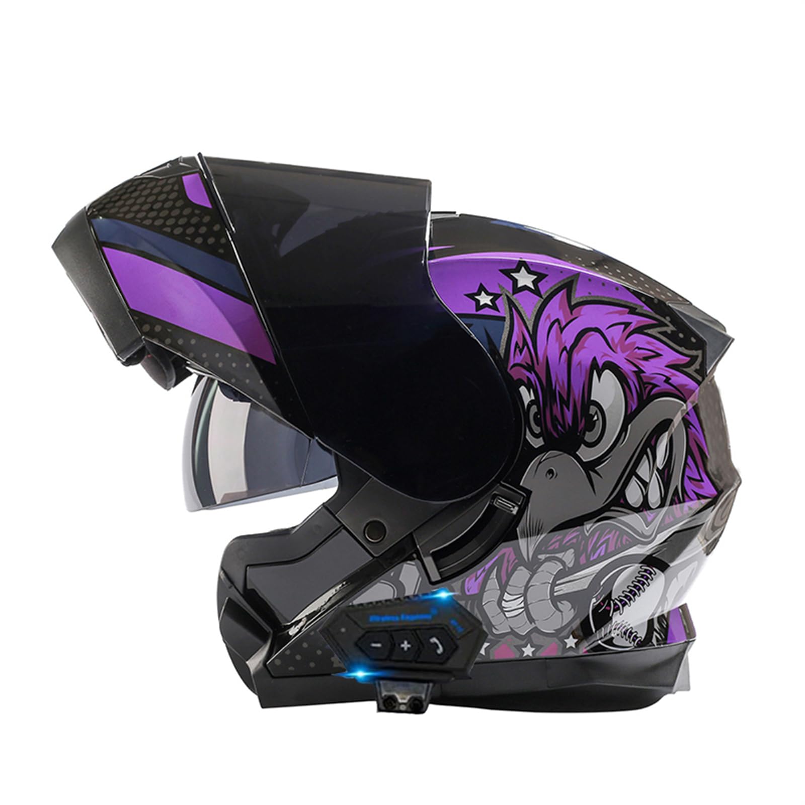 Zhtbate Men's B Luetooth Modular Motorcycle Helmet Full Face Double Visor Helmet Ece Approved Uilt-In Dual Speaker For Adult And Wo