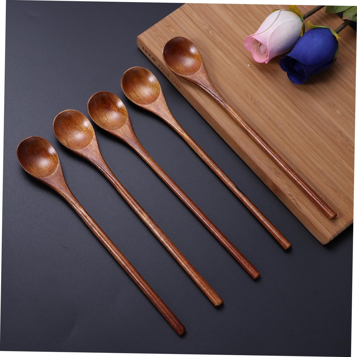 Cabilock 15 Piezas Cuchara De Madera De Cocina De Madera Para Comer Cuchara De Miel De Madera De Cocina De Cafe Manejar Comiendo Café Mango Largo