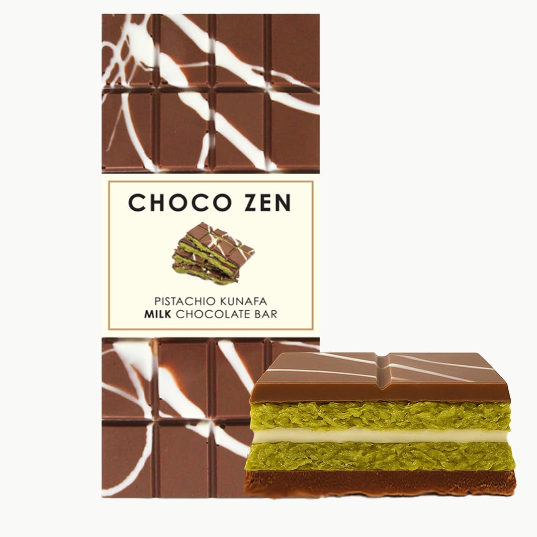 Choco Zen Dubai Chocolate Pistachio Kunafa Bar– Luxury Dessert, Gourmet, Rich with Roasted Pistachio & Crispy Kunafa, Dubai Chocolate Gift (100g, Milk Chocolate)