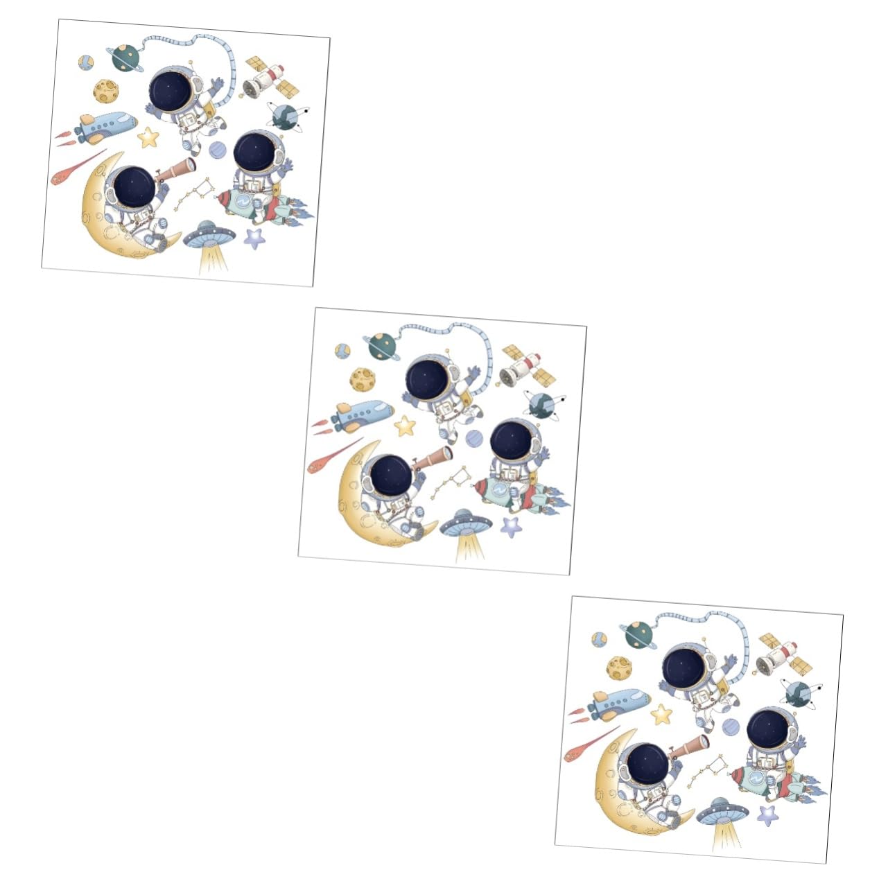 Sticker mural dessin animé espace et déco chambre d'enfant autocollant PVC