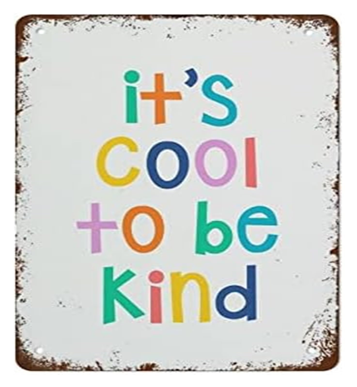 GYQYJPFZM Vintage Be Cool Be Kind Metal Sign Its Cool To Spread Joy Whimsical Quote Poster Girl Boy Shared Bedroom Wall-Art Tin Sign 8 X 12 inch