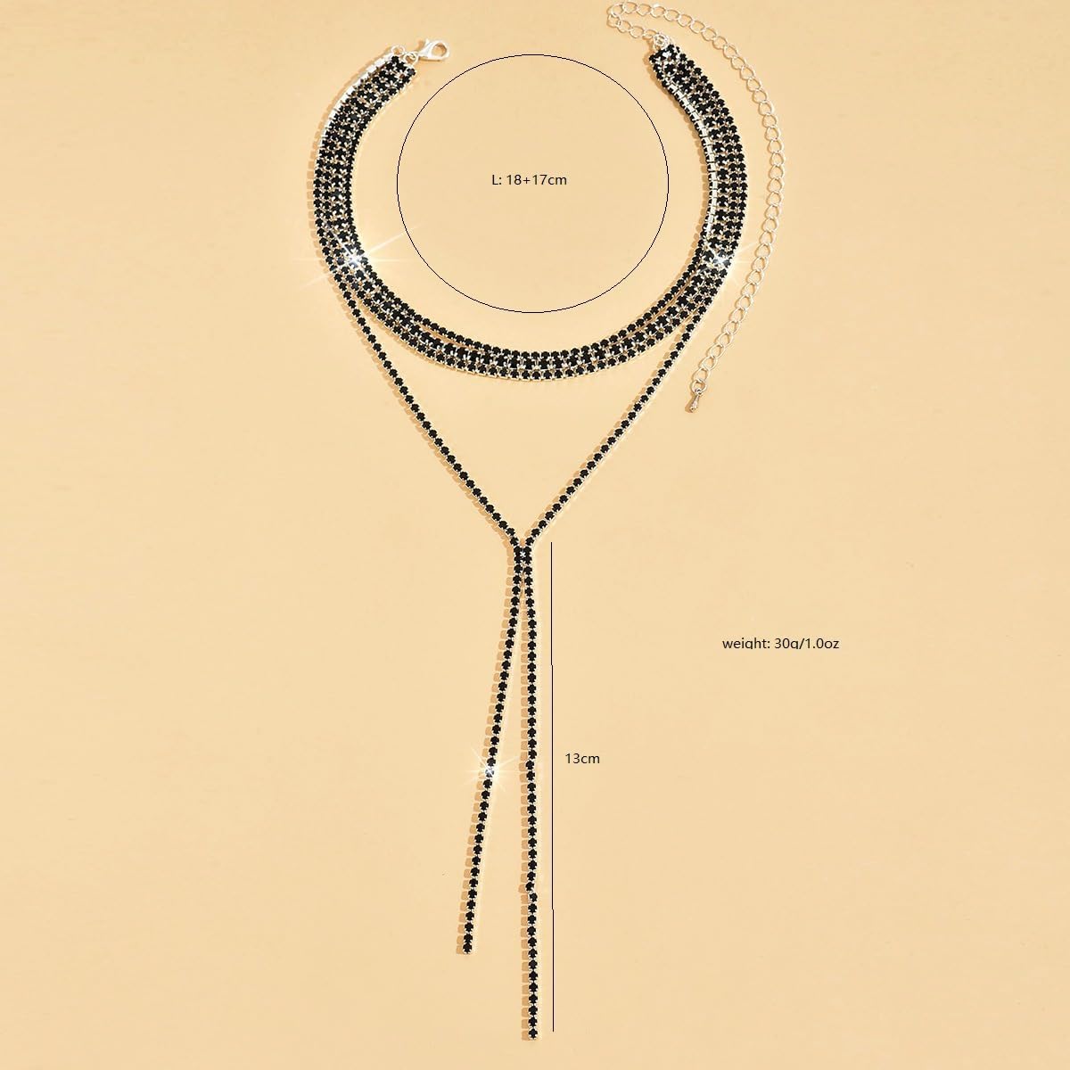 Layered Sexy Choker Necklace Rhinestone Statement Necklace Multilayered Y Long Rhinestones Choker Necklaces Long Layered Necklaces for Women - Image 3