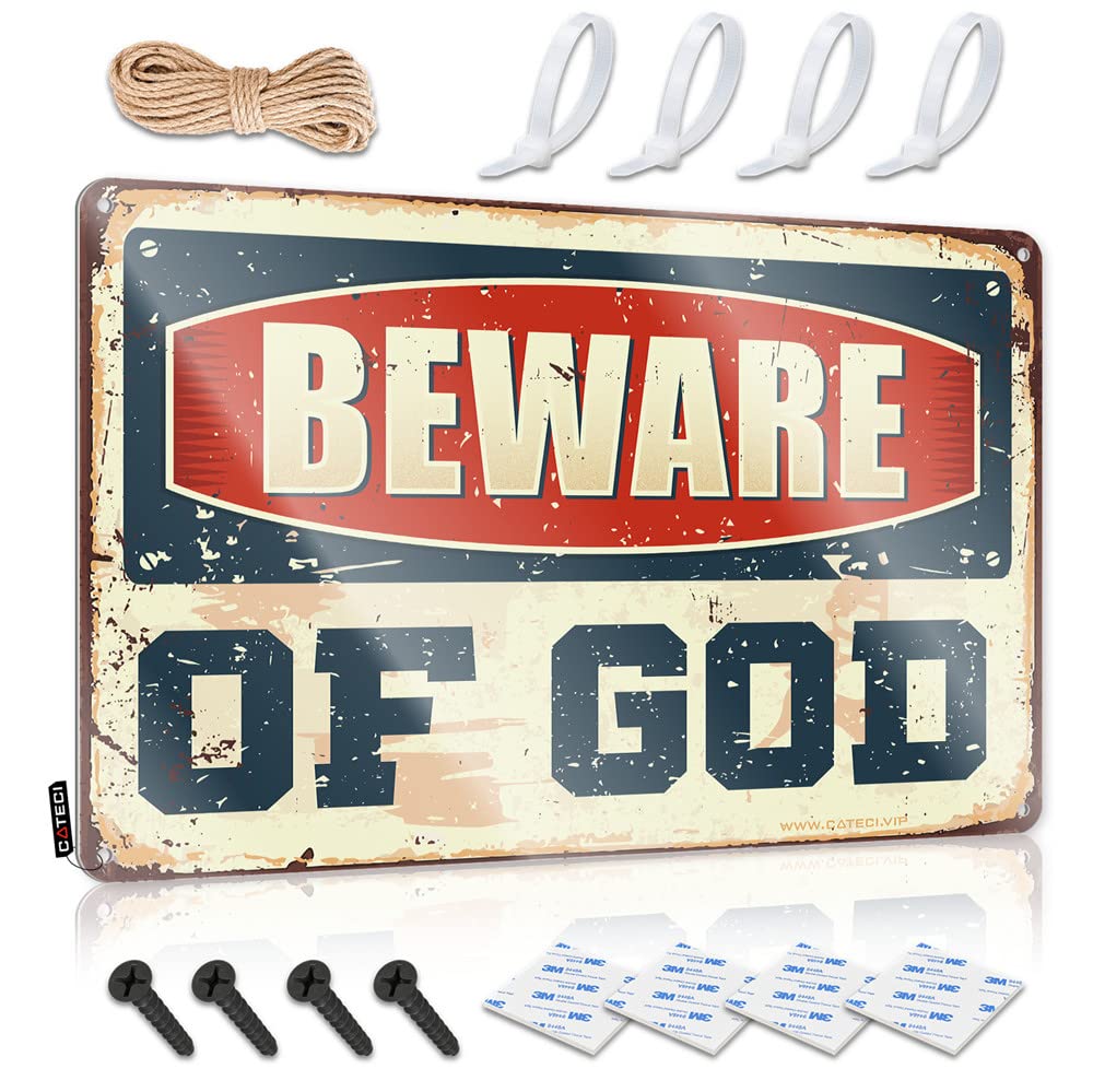 Funny Signs Billiard Beware Of God Sign Metal Beer Signs Funny House Decor(30X40CM)