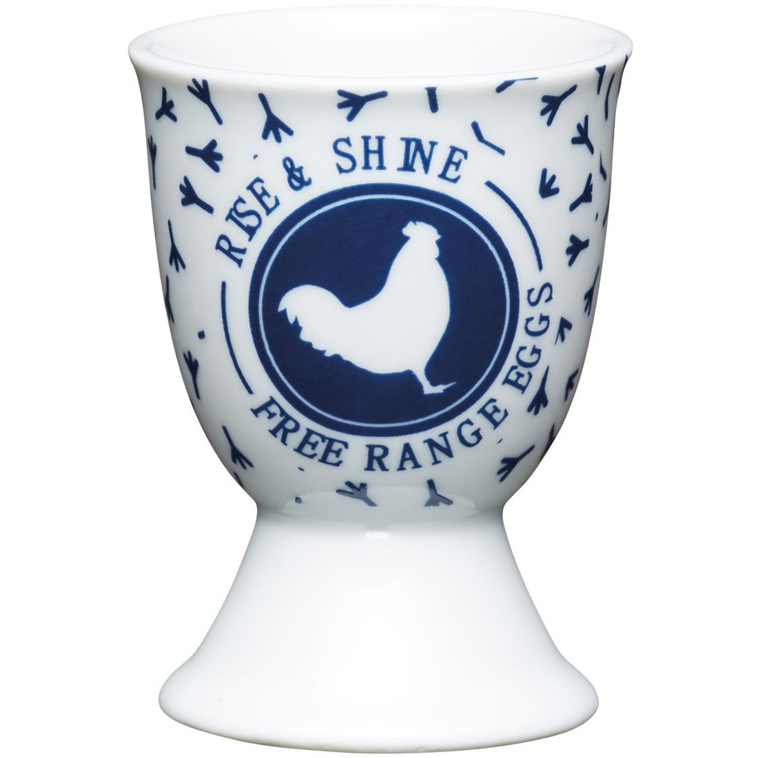 Kitchen Craft Traditional Hen Design Egg Cup, Porcelain, Blue, 9 x 12 x 16 cm